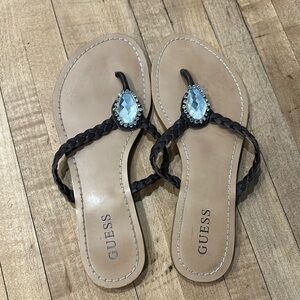 Guess Black Sandals with Crystal Detail